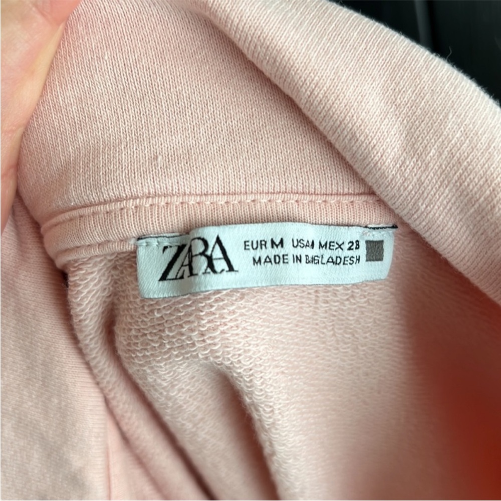 Zara Cropped Pink Collared Pullover Sweatshirt Si… - image 3